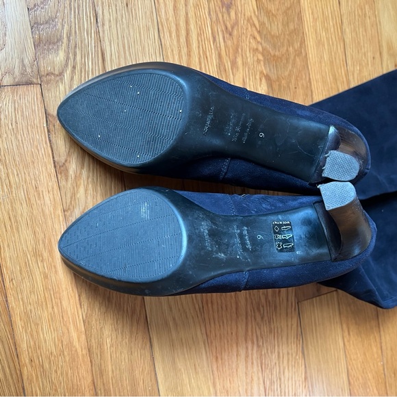 Aquatalia Navy Tall Suede Heeled Boots - Picture 4 of 6